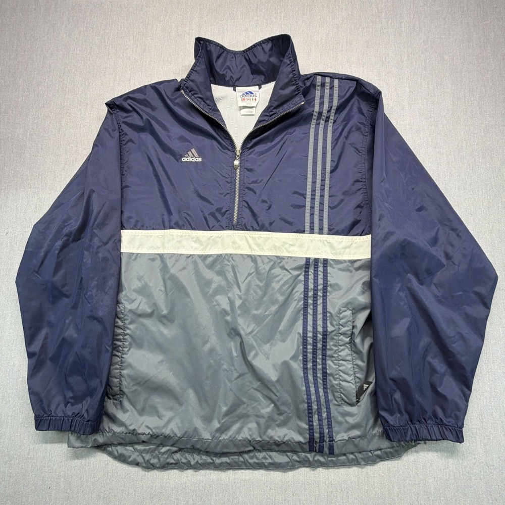 Vtg‎ 90s Adidas Track Jacket Men's Sz XL Blue Windbreaker  Hip Hop